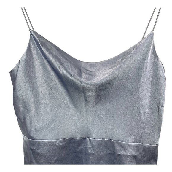 Top Shop Sateen Mini Slip Dress - Pale Blue, Size 6 - Picture 3 of 5